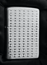 Zippo Lighter Sterling Silver  With Gold Insert Elegant Squares 99777 New In Box