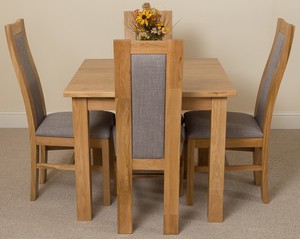 Small Square Oak Dining Table And 4 Fabric Stanford Chairs Oslo