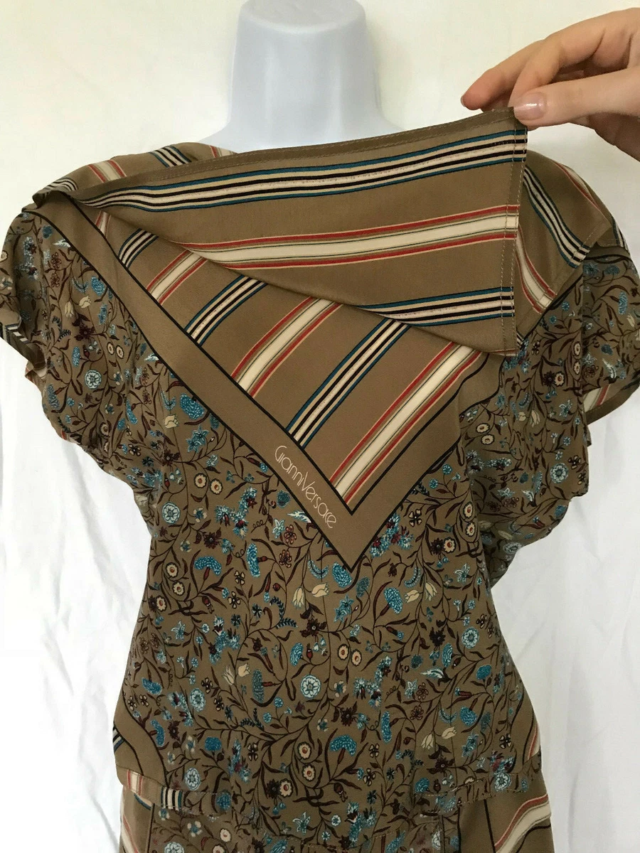 VINTAGE GIANNI VERSACE SILK TOP SKIRT TWO PIECE OUTFIT ITALY S