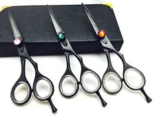 5.5Professional Scissors Shears Hairdressing Thinning Hair Salons Set Of 3 Black