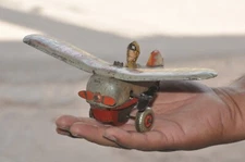 Vintage Loop The Loop Wind Up Litho Airplane Tin Toy,Japan