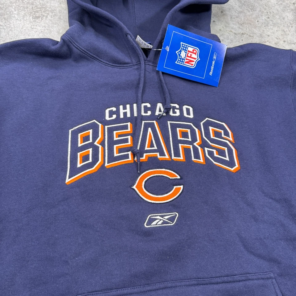 复古 Chicago Bears 卫衣 男式 大号 连帽衫 套衫 锐步 Y2K Deadstock — 第 2/4 张图片