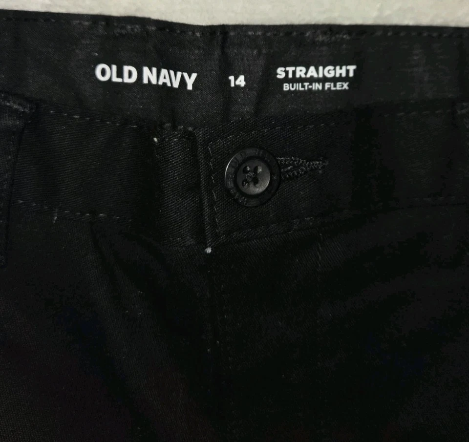 Pantalones rectos negros cintura ajustable 29x27 Old Navy talla 14 para niños Foto 4 de 4