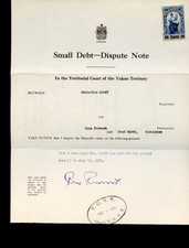 🍁 YUKON Revenue doc YL13 Small Debt Dispute Note 25 cents 1951 Canada