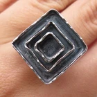 ELIAS 925 Sterling Silver Vintage Peru Modernist Square Oxidized Ring Size 7.5