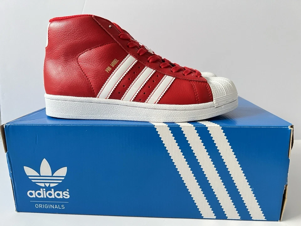 Kids Adidas Red And White Leather Sneakers — 第 4/4 张图片