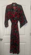 Vintage Victoria  s Secret Gold Label Red Roses Burnout Full Length Robe M/L