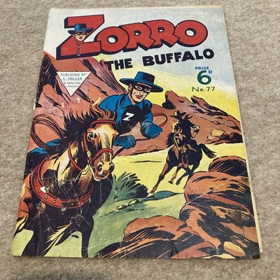 Rare vintage ZORRO COMIC - No. 77 (1952) L. MILLER & SON LTD 6D