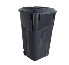 Hyper Tough 32 Gallon Wheeled Heavy Duty Plastic Garbage Can, Attached Lid