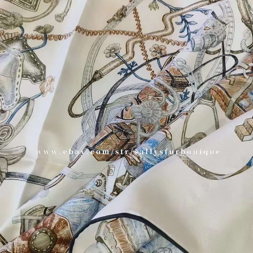 2025 Sallys Heavy 18 Momme Twill Silk Wrap Scarf Future Print Square Shawl 35" - Image 4 of 4