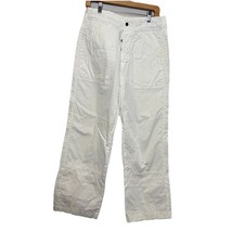Stone Island White Pants Size IT 50 White Twill Cotton Relaxed Straight Leg