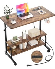 Height Adjustable Standing Desk with Power Outlets, 32" Manual Stand Up Desk