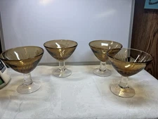 MICHAEL WEEMS Amber Etched-Tropical Martini/Margarita Glasses Set (of 4)