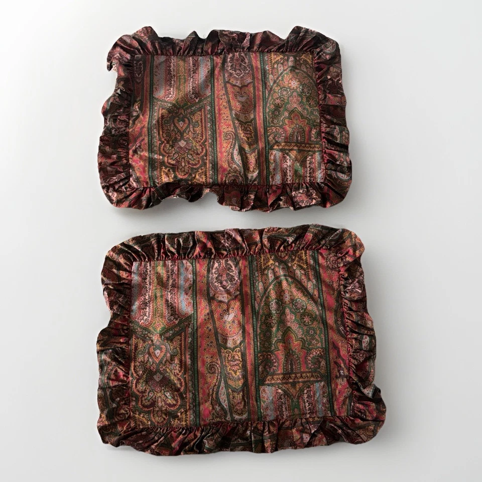 De Colección Ralph Lauren Volantes Estándar Almohada Falsa Floral Paisley Par HECHO EN EE. UU. Algodón Foto 2 de 4