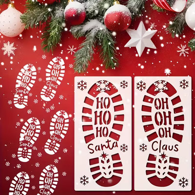 SCHABLONE WEIHNACHTSMANNABDRÜCKE ZAUBER AUF IHREM BODEN WEIHNACHTSDEKO