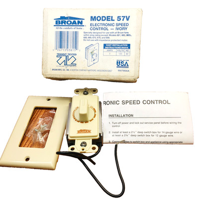 Broan 57V-B Electrical Variable Speed Control 3 Amp 120V Capacity Ivory Tested