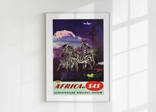 Africa SAS Vintage Zebra Travel Poster  Wall Art, Printable Wall Art