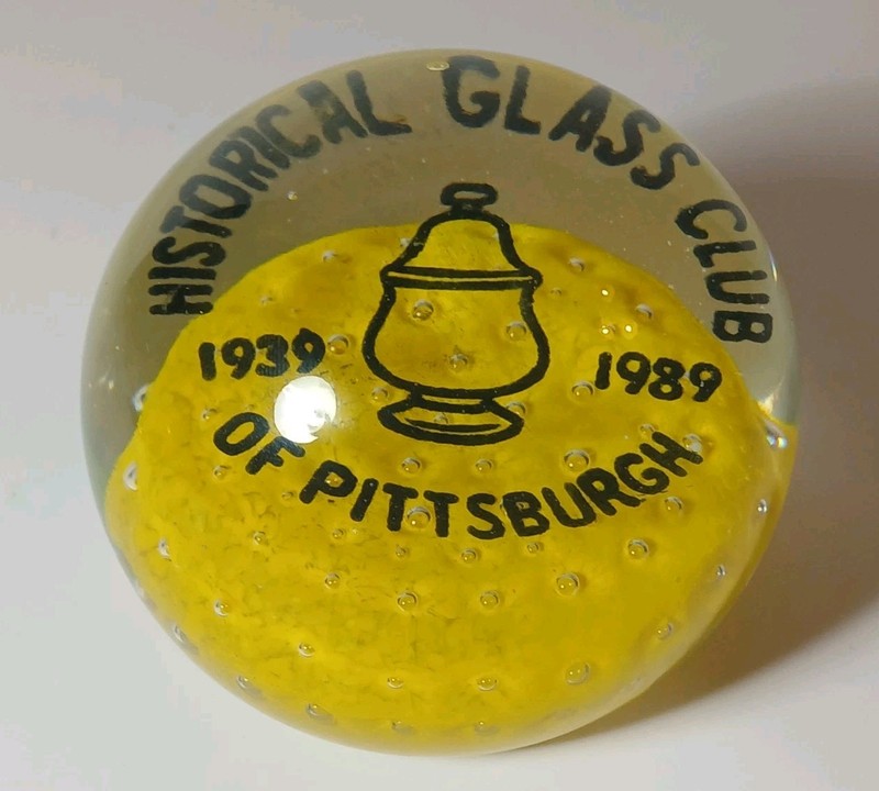Vintage 1989 Historical Glass Club Pittsburgh Pennsylvania Art Glass Paperweight