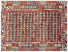 Afghan Maimana Kelim Teppich 150x200 Handgewebt Bunt Geometrisch Handarbeit 4