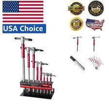 Precision 8-Pc T-Handle Hex Wrench Set with Storage Rack & Fast Action