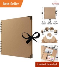 10x10 Inch Scrapbook Album Brown 70 Pages Kraft Paper Photo Art Craft