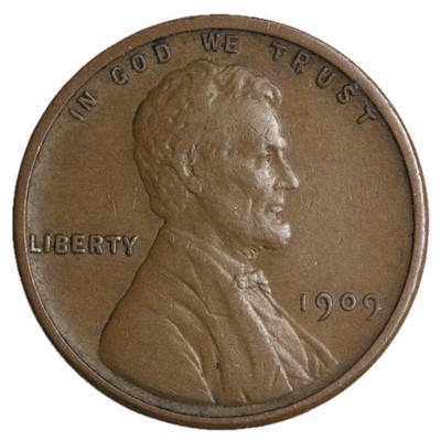 1909 VDB Lincoln Wheat Cent FINE - VERY FINE CONDITION 1c Copper Penny F/VF