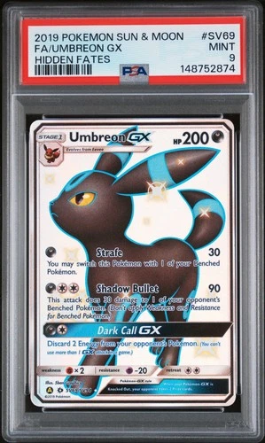 PSA 9 Umbreon Gx #SV69 2019 Pokemon Sun & Moon Hidden Fates 148752874
