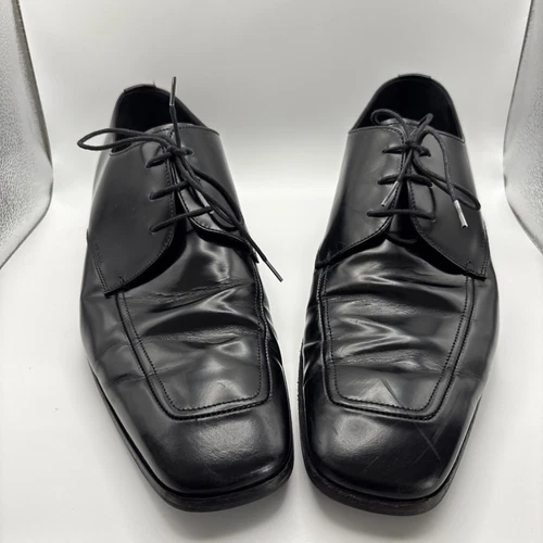 Chaussures homme PRADA Derby cuir noir à lacets Oxfords tablier bout 12