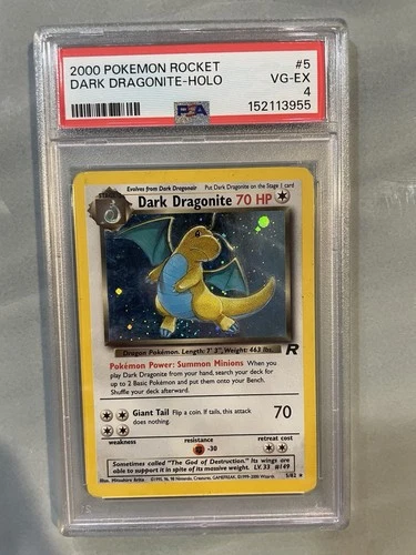 Pokémon Team Rocket Dark Dragonite Holo Rare Unlimited 5/82 PSA 4 2000