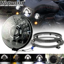 7" inch LED Headlight + Bracket Mount Ring for Harley-Davidson Street Glide FLHX