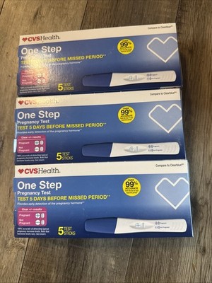 Lot Of 15 Total CVS Health One Step Pregnancy Tests 8/27 FREE SHIP 99 % Accurate