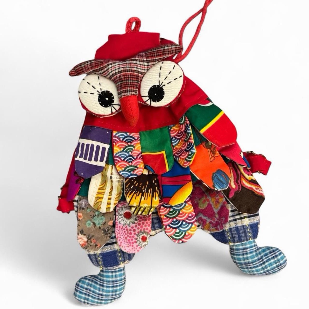 Handmade Owl Backpack Patchwork Fabric Bag Boho F… - image 7