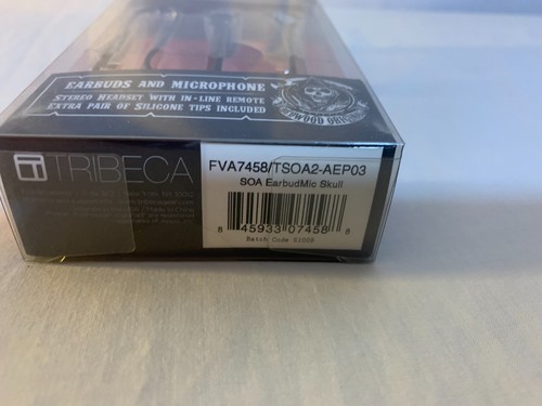 Tribeca Sons Of Anarchy 3.5mm Earbuds Earphones Mic Black/Red w/ Anarchy Symbol - Picture 2 of 3