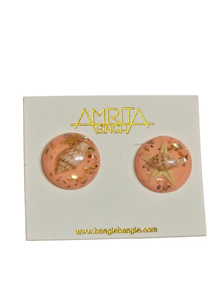 Aretes Amritha Singh para mujer con botones estrella de mar, incrustación de concha marina nuevos con etiquetas Foto 3 de 3