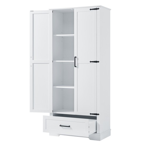 Tall Bathroom Storage Cabinet with Two Doors and One Drawer Adjustable Shelf - Picture 6 of 24