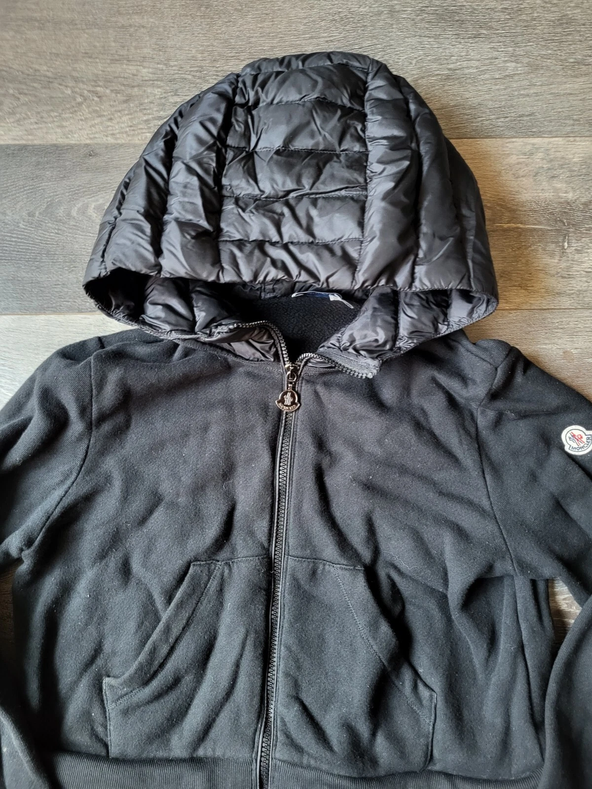 Moncler Parka Maglia Cardigan Taglia Media Nero Felpa con Cappuccio Fas Nero
