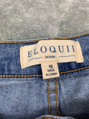 Eloquii Mom Shorts Women's 16 Blue Denim Medium Wash High Rise 5-Pockets Cotton - Picture 4 of 8