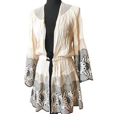 Liberty Garden Embeoidered Lace Trim Tie Waist Kimono S