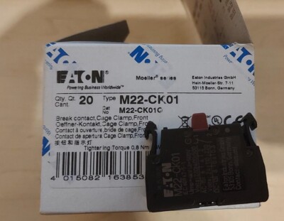 Eaton , Moeller, M22-CK01 - Kontaktelem., Cage Clamp, Frontbefestigung, 1 Ö, Neu