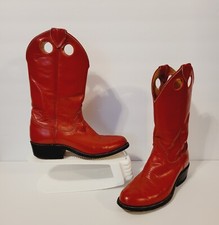 Vintage Justin Women's Red Leather Stylish Cowboy Boots Size 5 1/2