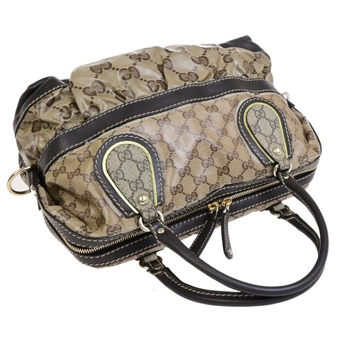 GUCCI GG Pattern Crystal Hand Bag Coating Canvas Leather Brown Italy 02FA236 - Picture 5 of 16