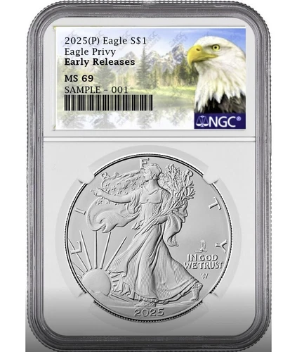 2025 p silver eagle with eagle privy ngc ms69 early releases mtn   presale