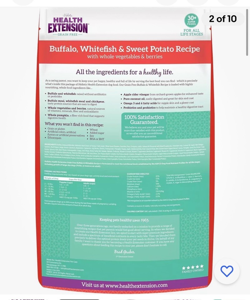 health extension dog food buffalo Whitefish Grain free eBay