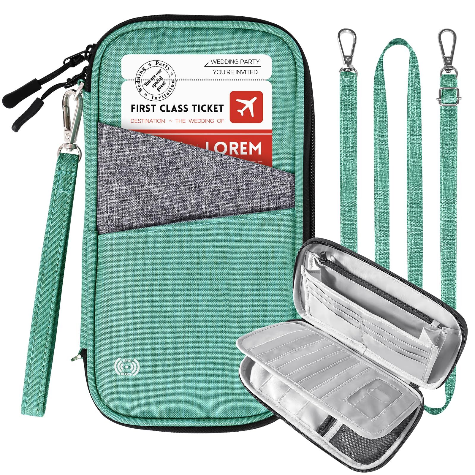 RFID-Blocking Family Passport Holder Wallet – Travel Document Organizer with Multiple Pockets-image