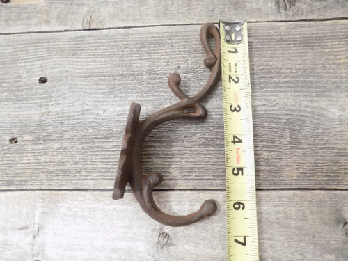 5 LARGE CAST IRON BATH HOOKS COAT TOWEL ORNATE VINTAGE RUSTIC HALL TREE ...