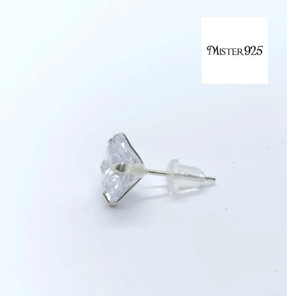 Orecchini uomo argento 925 solitario punto luce zircone 10 mm brillante 3,5 kt - Immagine 3 di 4