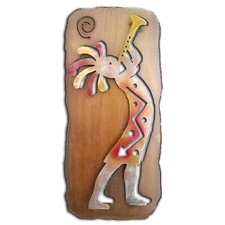 Kokopelli Metal Wall Art Handmade Trumpet Right Swirl Finish USA Made