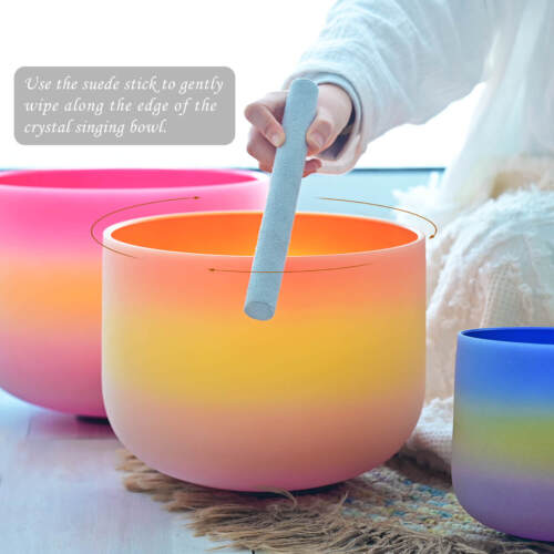 CNVC Set of 3 Rainbow Quartz Crystal Singing Bowls With case BNIB. 7, 9 & 11" - Picture 4 of 23