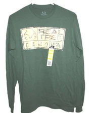 Realtree Camo Green Logo T Shirt Small Long Sleeve Cotton Blend Hunting Cotton