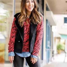 Sundry Zebra Print Pullover Sweatshirt Red Size 1/S